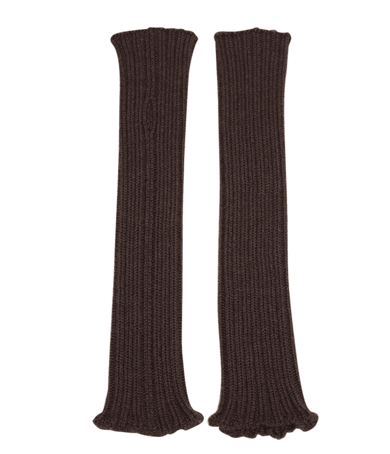 ARMVARMER Brown - Korte strikket rib handsker i en super blød kvalitet. - Couture de Luxe