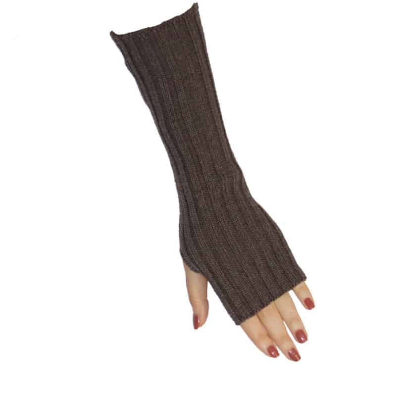 ARMVARMER Light Brown - Korte strikket rib handsker i en super blød kvalitet. - Couture de Luxe