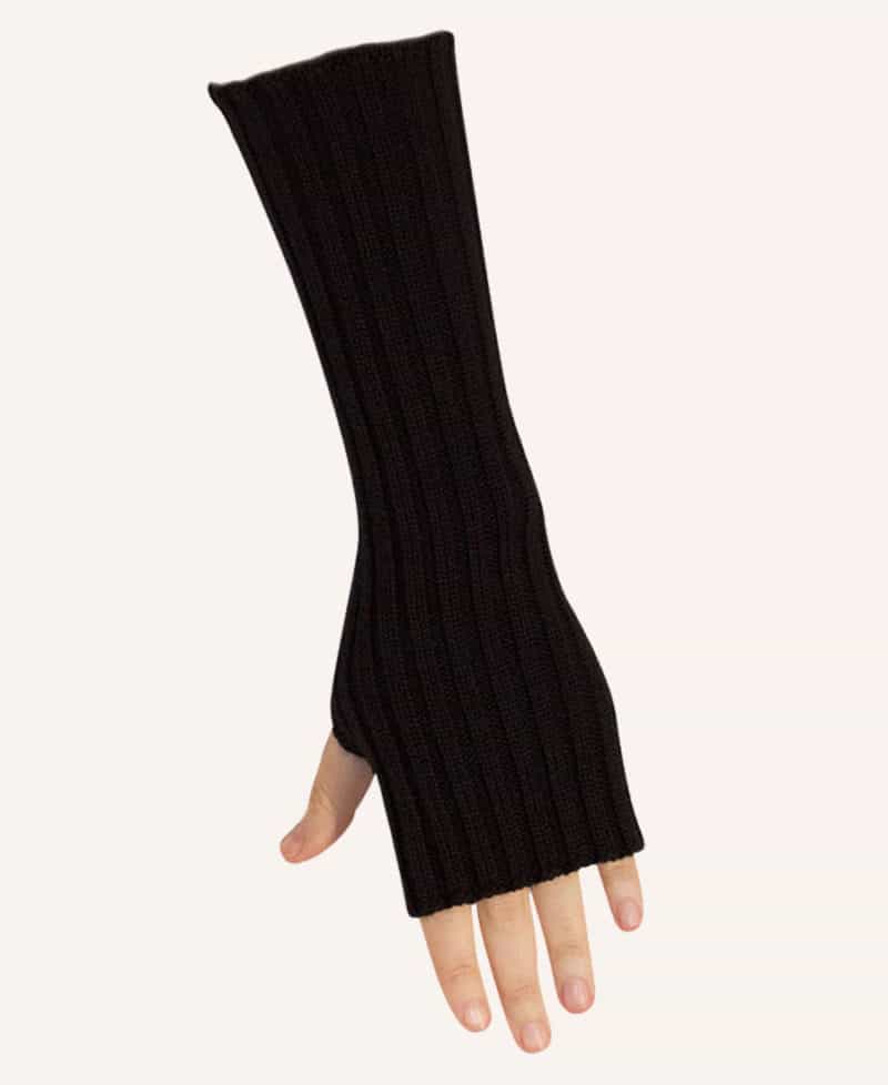 strikket uld handsker sort