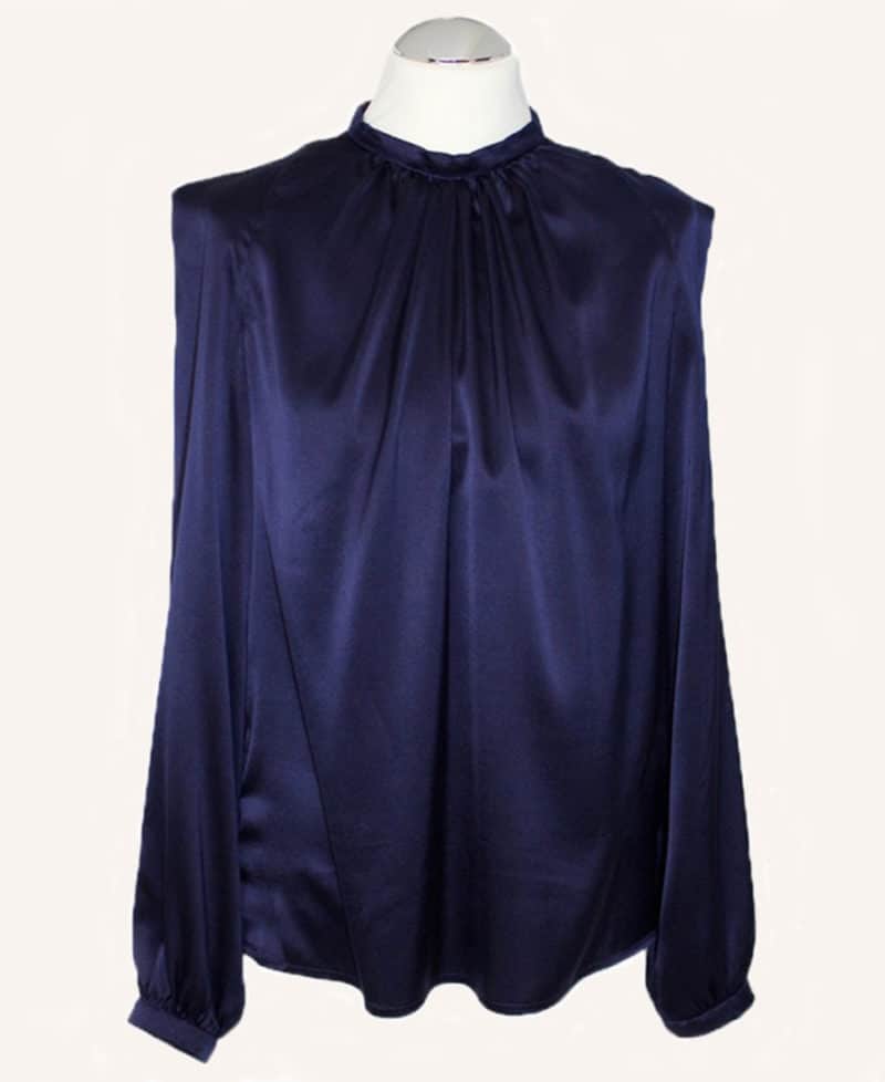 SILKE Blue - Skøn blå silkebluse - Couture de Luxe