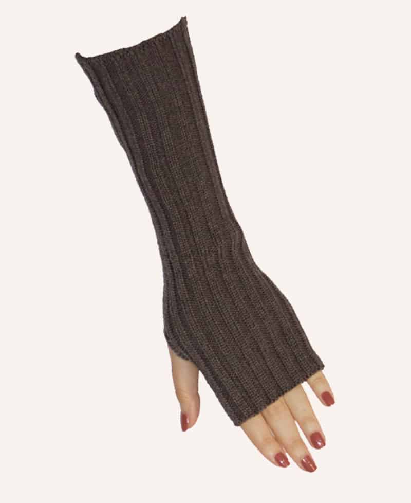 strikket uld handsker lys brun