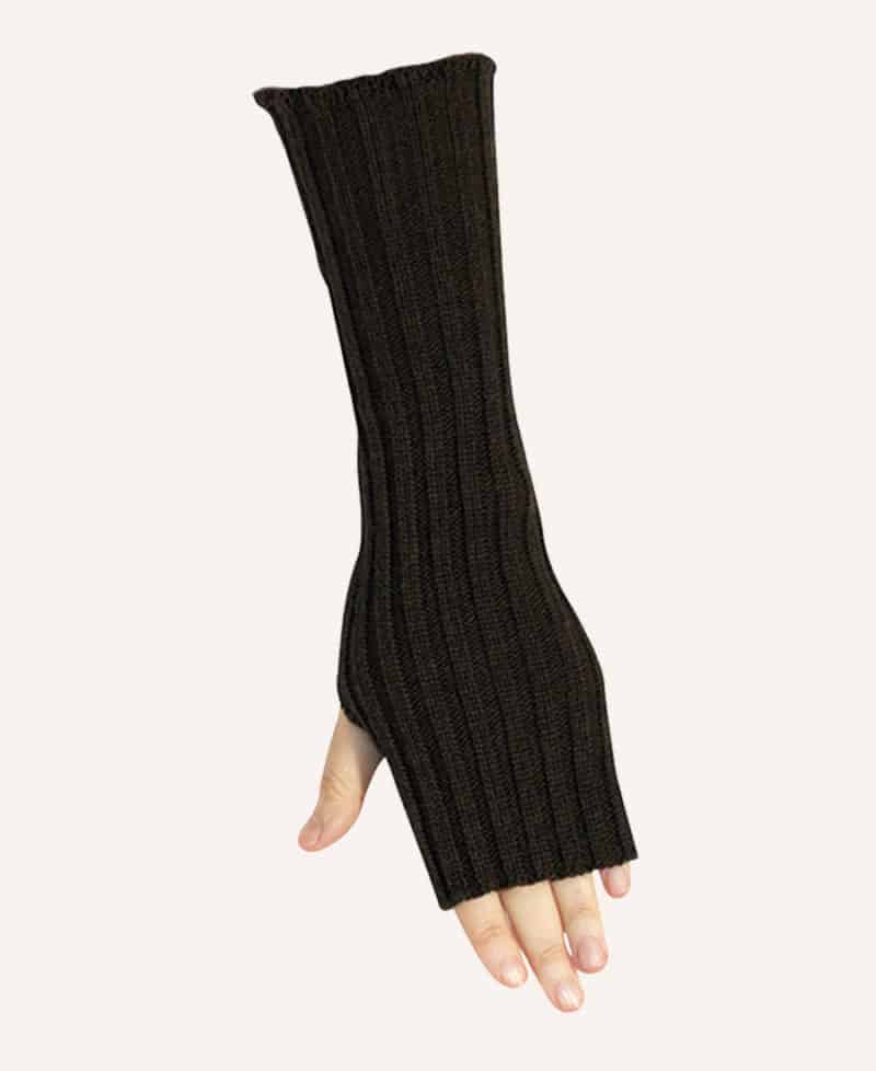 strikket uld handsker brun