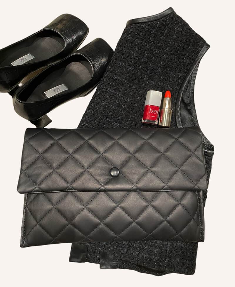 QUILTET CLUTCH Black - Skind Clutch - Couture de Luxe