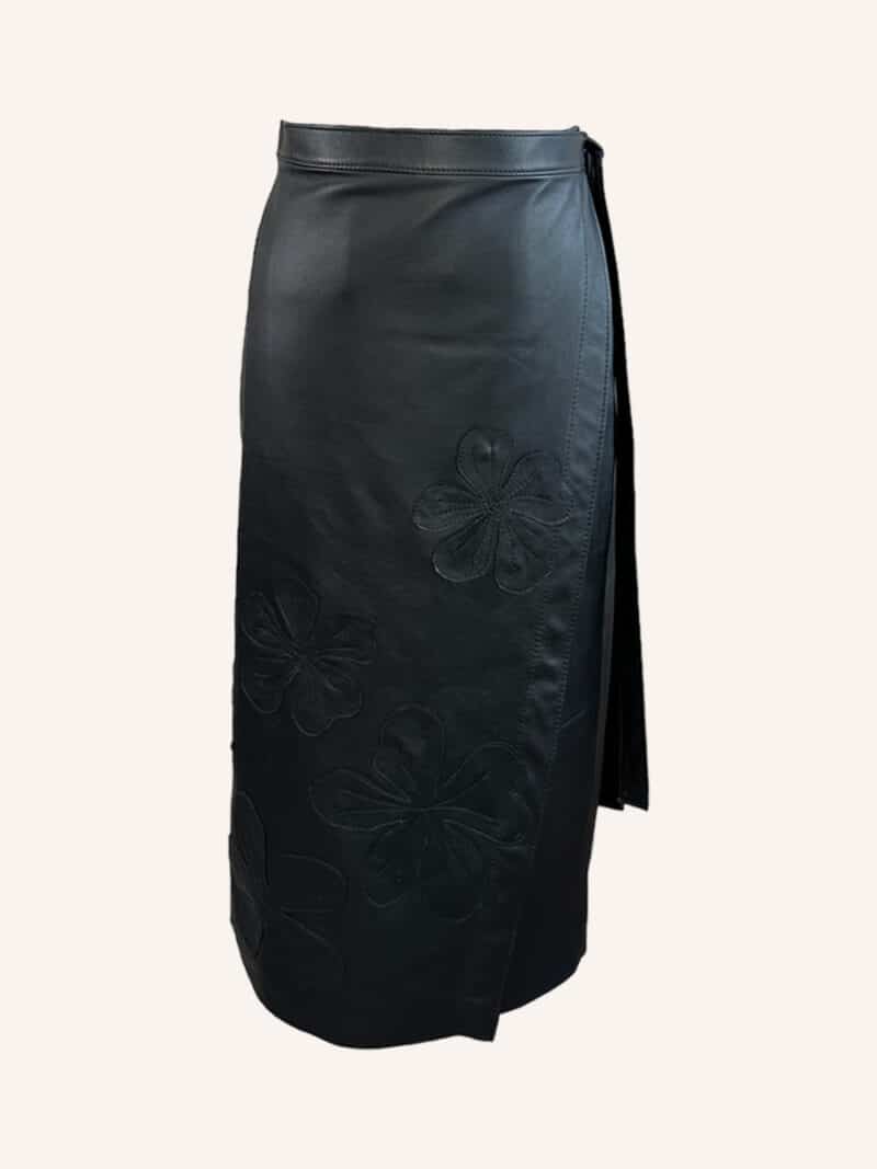 NETE Skind Nederdel - "Slå om" nederdel i sort skind - Couture de Luxe